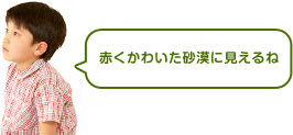 赤くかわいた砂漠に見えるね